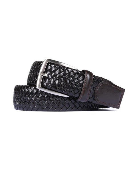 Woven Leather Belt - Brown
