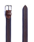 Embossed Patterned Leather Belt - Dark Brown