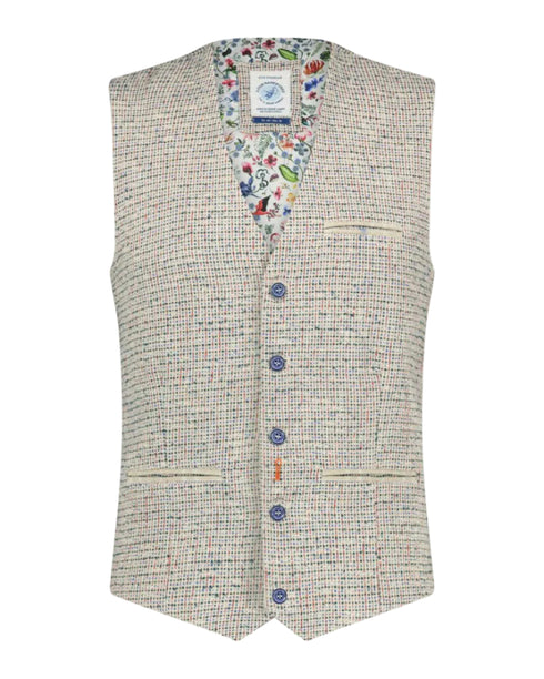 Red Structure Check Waistcoat