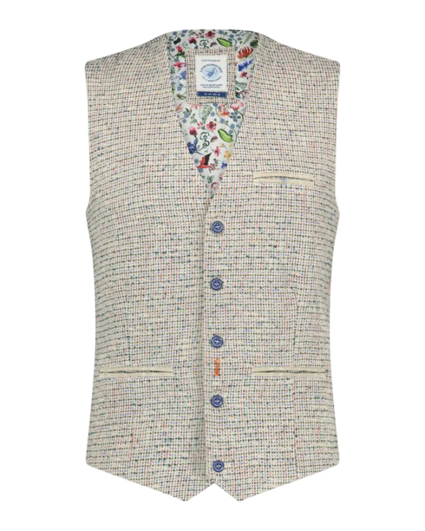 Red Structure Check Waistcoat