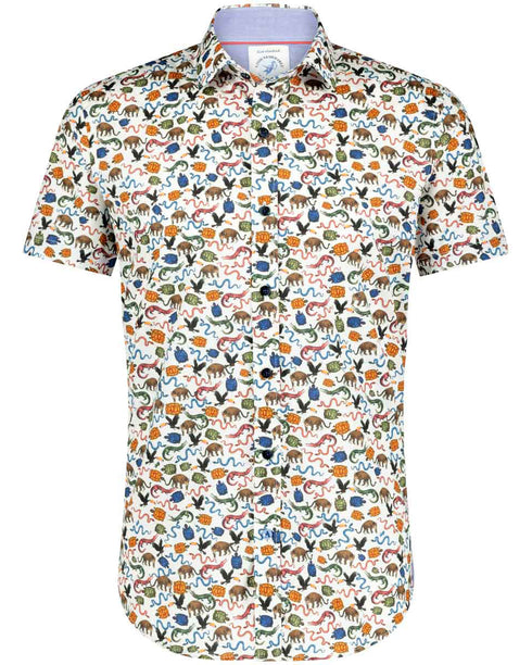Amazon Animals White Short Sleeve Shirt
