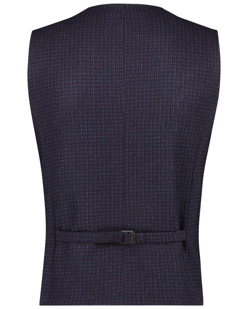 Navy Small Check Waistcoat