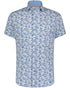 Fish Print Short Sleeve Shirt - Blue