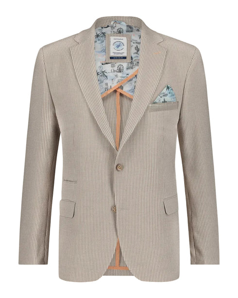 Seersucker Stripe Blazer - Sand