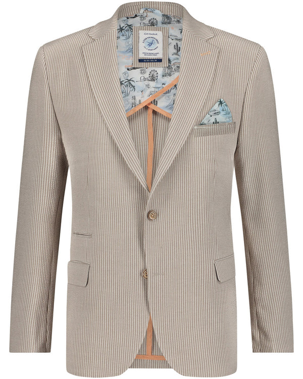 Seersucker Stripe Blazer - Sand