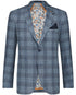Printed Check Blazer - Navy