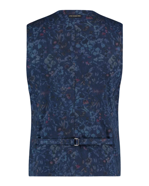 Pique Floral Waistcoat - Navy