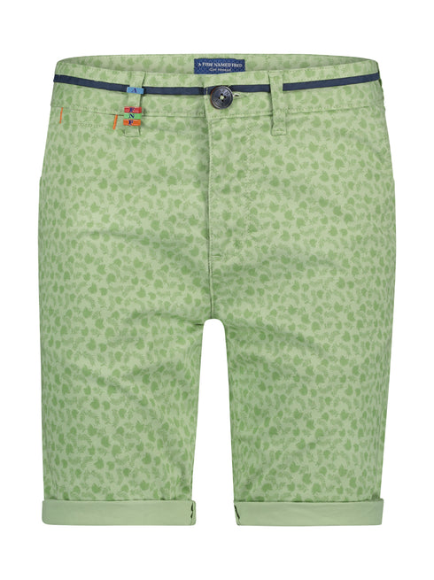 Leaf Print Cotton Shorts - Green