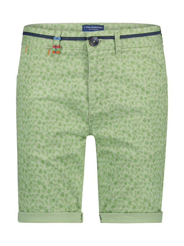 Leaf Print Cotton Shorts - Green