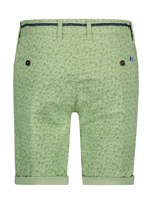 Leaf Print Cotton Shorts - Green