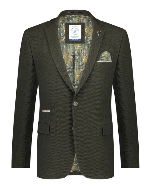 Herringbone Blazer - Dark Green