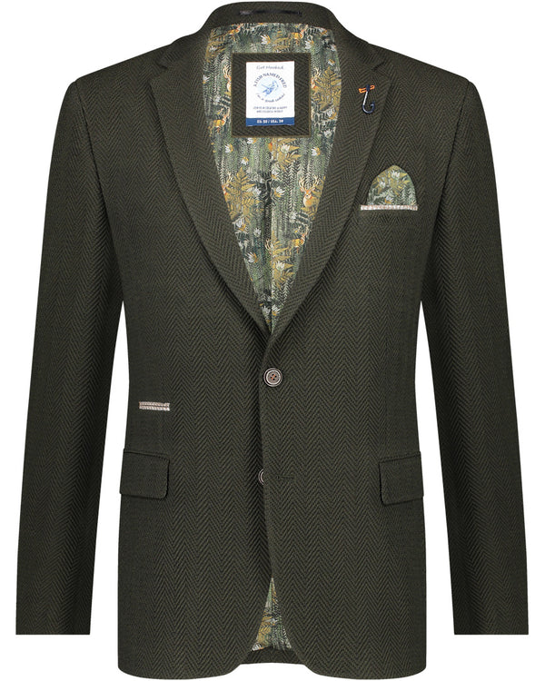 Herringbone Blazer - Dark Green