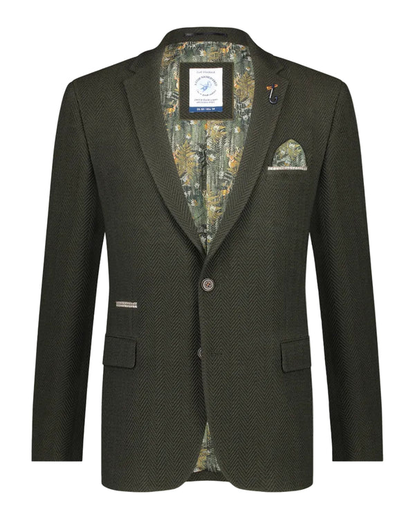 Herringbone Blazer - Dark Green