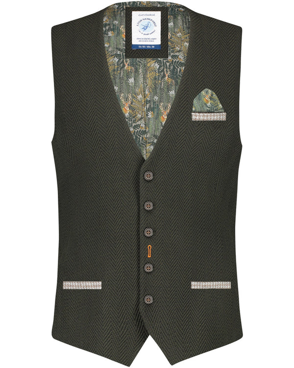 Herringbone Waistcoat - Dark Green