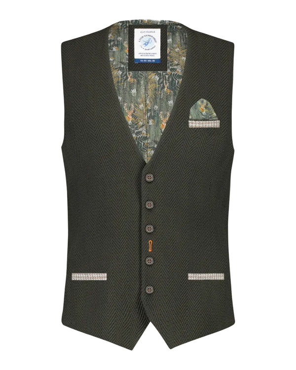 Herringbone Waistcoat - Dark Green
