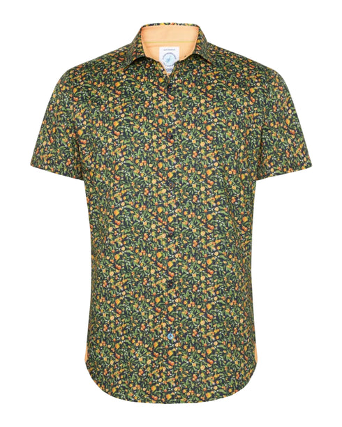 Citrus Print Short Sleeve Shirt - Navy
