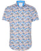 Monkey Print Short Sleeve Shirt - Cobalt