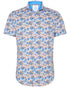 Monkey Print Short Sleeve Shirt - Cobalt