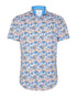 Monkey Print Short Sleeve Shirt - Cobalt