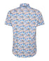 Monkey Print Short Sleeve Shirt - Cobalt