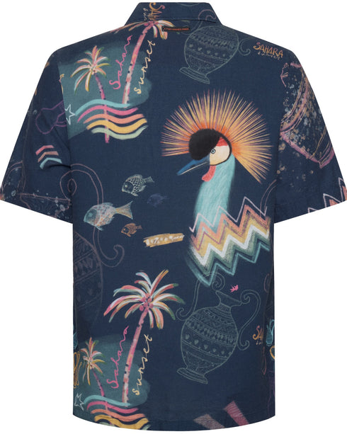 Sahara Sunset Short Sleeve Shirt - Cobalt