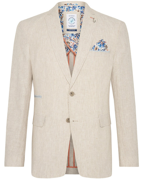 Linen Cotton Stripe Blazer - Sand