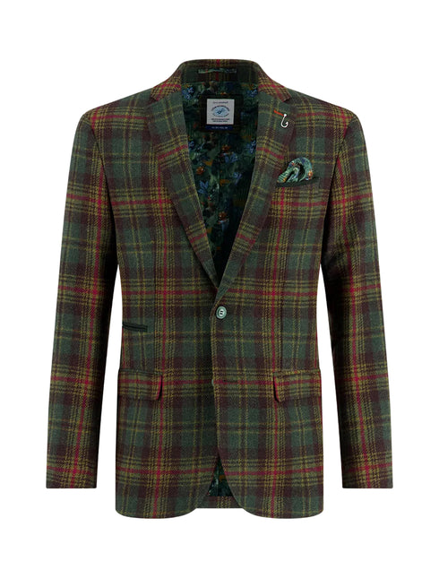 Tartan Wool Blazer - Dark Green