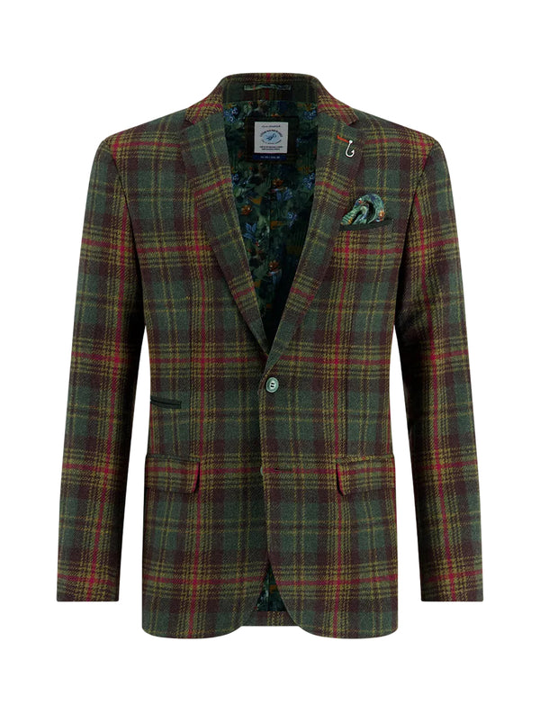 Tartan Wool Blazer - Dark Green