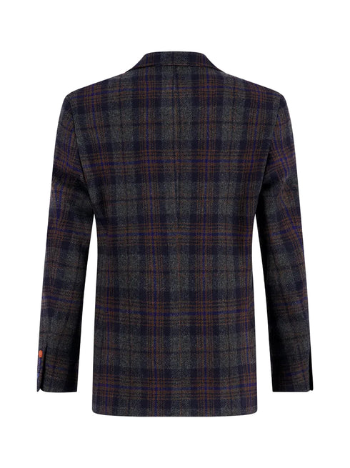 Tartan Wool Blazer - Navy