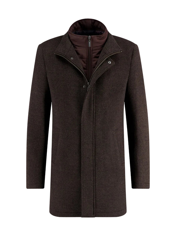Funnel Neck Coat - Chocolate