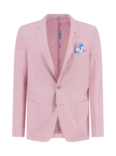 Linen Blend Blazer - Pink