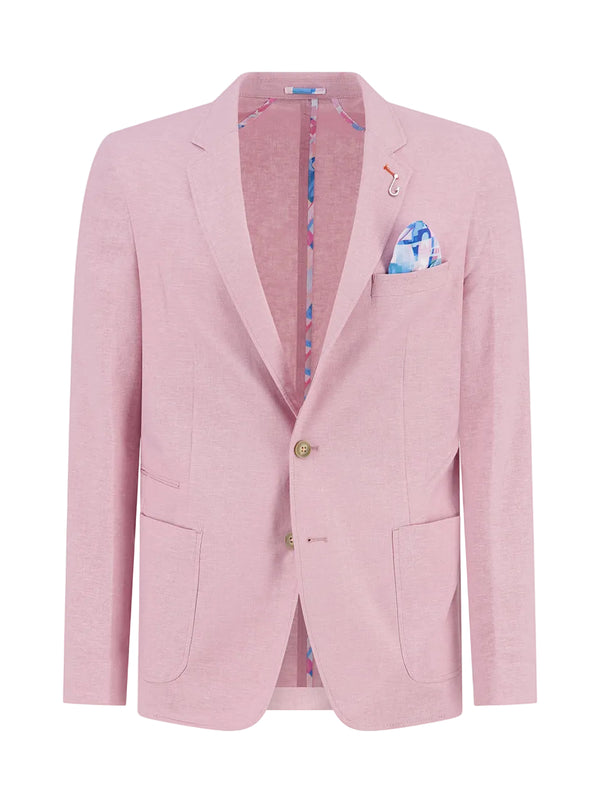 Linen Blend Blazer - Pink