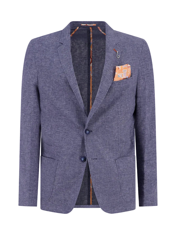 Linen Blend Blazer - Navy