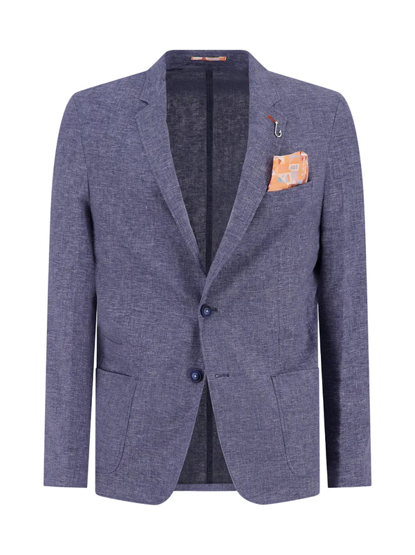 Linen Blend Blazer - Navy