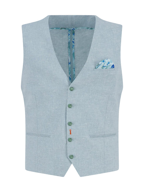 Linen Blend Waistcoat - Thyme