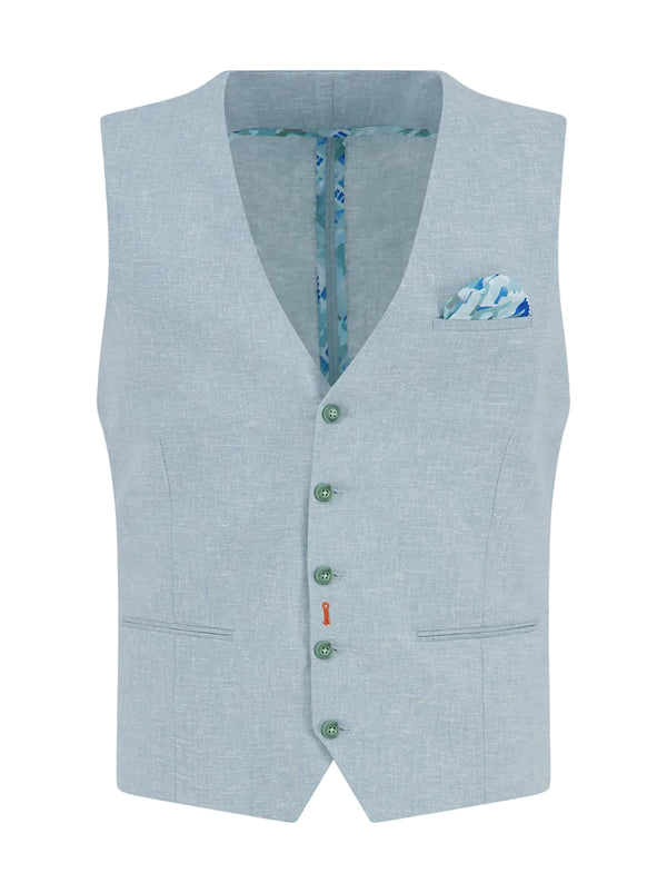 Linen Blend Waistcoat - Thyme