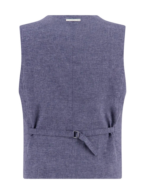 Linen Blend Waistcoat - Navy
