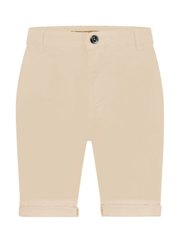 Garment Dyed Cotton Shorts - Beige