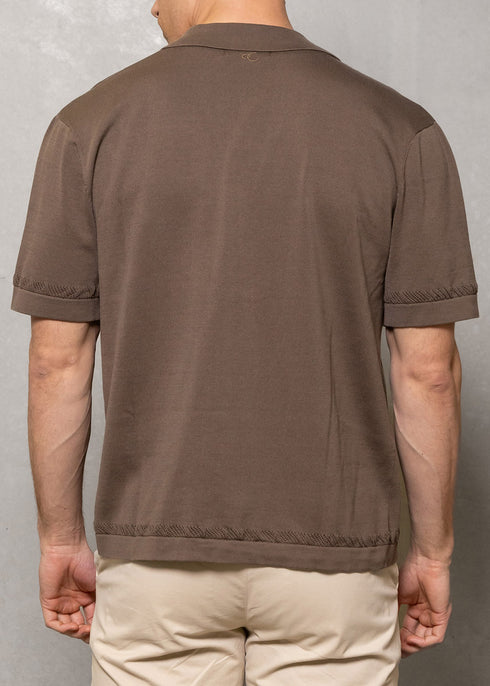 Romeo Knitted Short Sleeve Shirt - Earth
