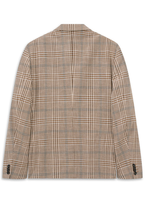 Textured Check Blazer - Beige
