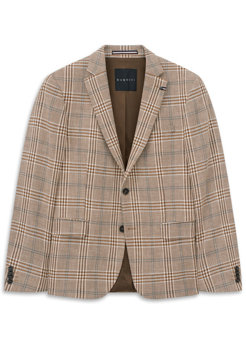 Textured Check Blazer - Beige
