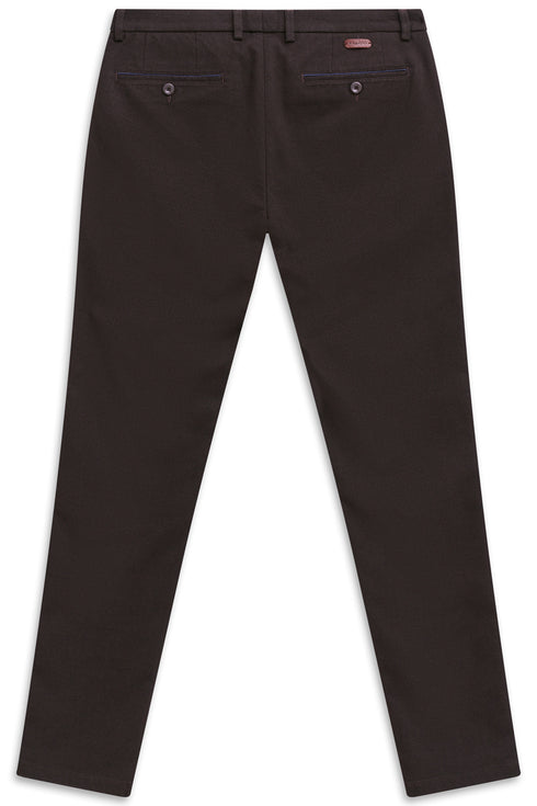 Yarn Dyed Stretch Pants - Brown