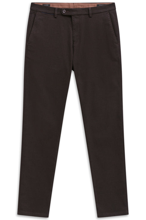 Yarn Dyed Stretch Pants - Brown