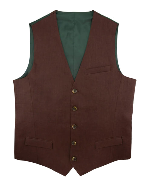 Percy Linen Waistcoat - Chocolate