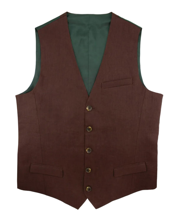 Percy Linen Waistcoat - Chocolate