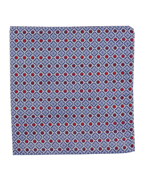 Red Geometric Silk Pocket Square