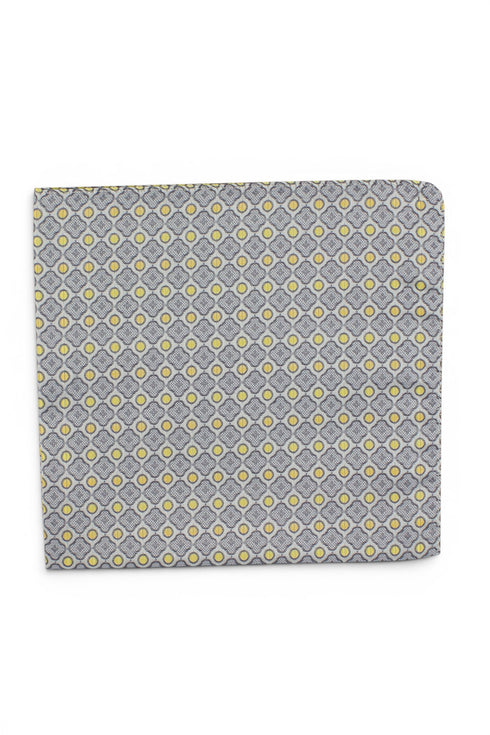 Yellow Geometric Silk Pocket Square
