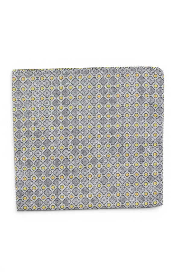 Yellow Geometric Silk Pocket Square