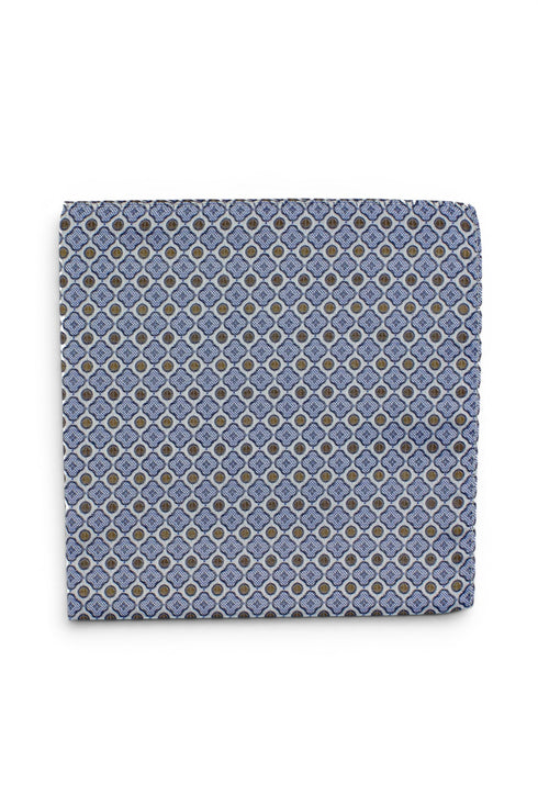 Brown Geometric Silk Pocket Square