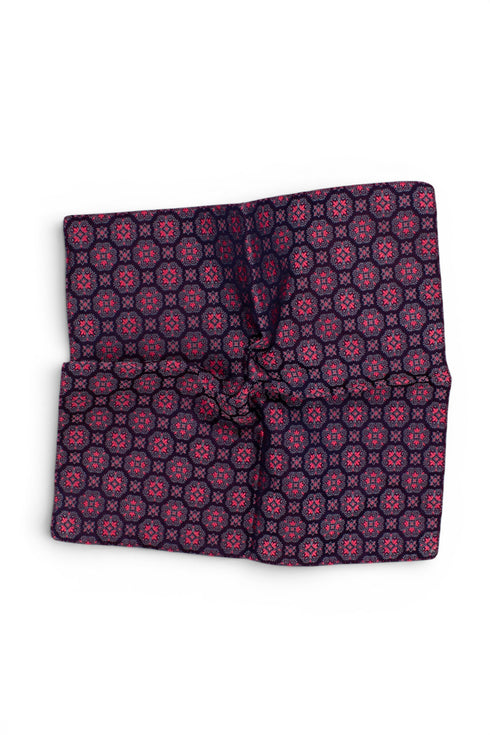 Geometric Silk Jacquard Pocket Square - Pink